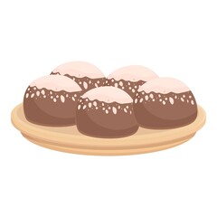 Sweet dutch balls icon cartoon vector. Culture type. Food platter