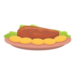 Meat dish icon cartoon vector. Food caribbean. Delicious dinner