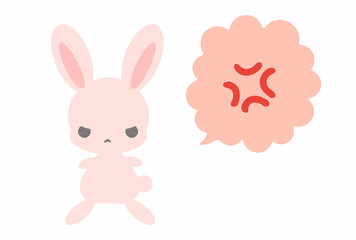 怒っているイラスト　うさぎ　吹き出し　ベクター