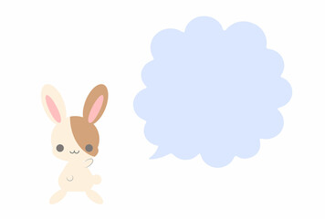 説明　案内をするイラスト　うさぎ　ふきだし　ベクター