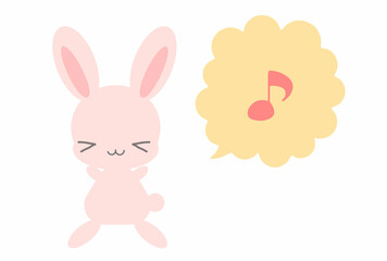 ご機嫌なうさぎ　吹き出し　音符