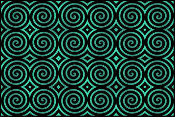 abstract vector geometric background with spirals in green gradient color