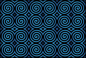 Abstract vector geometric background with spirals in blue gradient color
