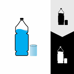 Plastic bottle and glass vector icon