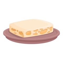 White nut cheese icon cartoon vector. Dish bar. Spain food