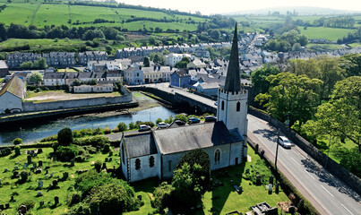 Aerial photo of Glenarm Village Co Antrim Northern Ireland by drone
