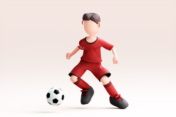 Fototapeta na wymiar 3D rendering of cute football player