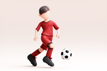 Fototapeta na wymiar 3D rendering of cute football player