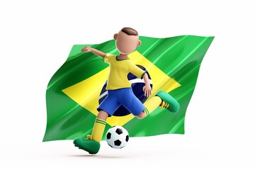 3D rendering of cute football player © 天乐 张