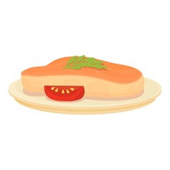 Food steak icon cartoon vector. Spanish tapas. Meat tomato