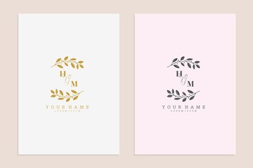 HM initial wedding floral simple modern vector graphic template