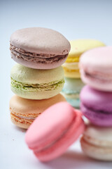 tasty macaroons on the white