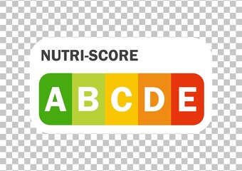 Nutri-score icons set. Isolatad Nutriscore stickers for packaging on white background. Food rating system signs : A, B, C, D, E. Vector illustration.