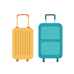 A set of suitcases for travel and leisure. Colorful color illustration isolated on white background.