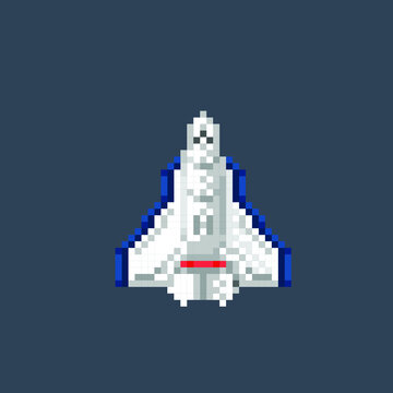 spaceship in pixel art style