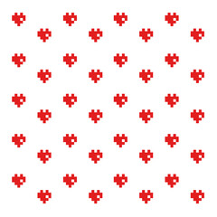 Geek valentine's day pixel hearts seamless pattern background.
