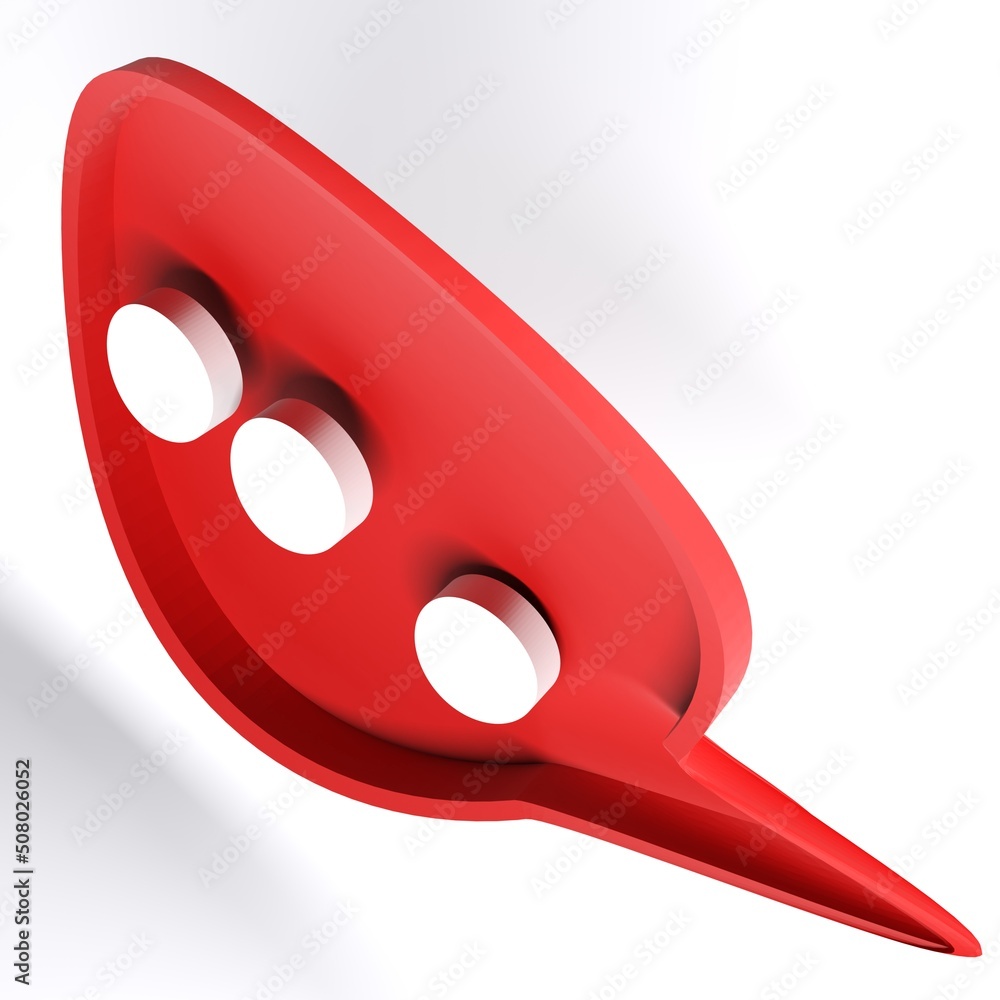 Aufkleber dialog red icon isolated on white background - 3d rendering illustration