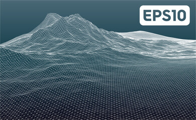 3D rendered illustration of terrain wireframe mesh. File compatiple with EPS10 format