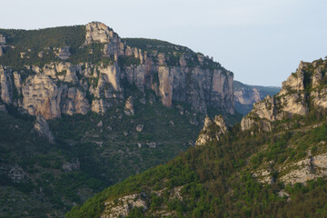 Fototapeta na wymiar Mountains at sunset in the Cevennes national park in France