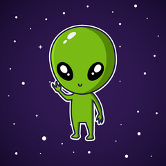 Cute alien character illustration design