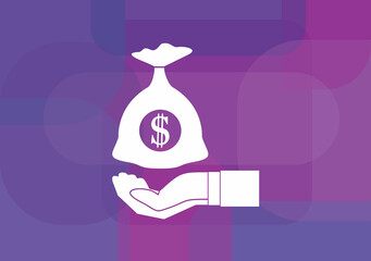 money in hand. Flat design style