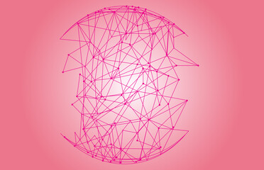 Network abstract connection isolated on pink background. Network technology background with dots and lines. Ai background. Modern abstract concept. Ai background vector, network technology