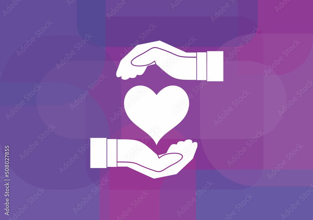 Wall mural Vector icon - hands holding heart. Flat design style - Wall murals