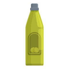 Glass bottle olive oil icon cartoon vector. Virgin food. Liquid oil