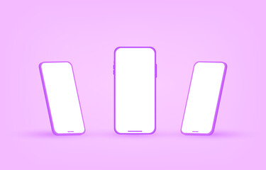 3D illustration, smartphone interface set , vector mockup template with front view 