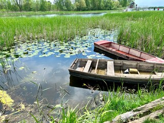 Boats on the river. Landscape photography