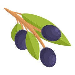 Fresh black olives icon cartoon vector. Olive food. Package condiment