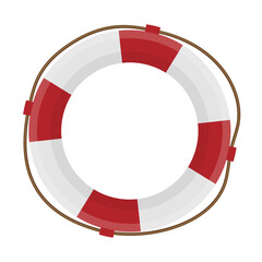 red and white life buoy isolated on white background, vector illustration