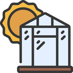 Sun On Greenhouse Icon