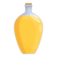 Closed olive oil bottle icon cartoon vector. Virgin extra. Green drop tree