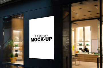 Mockup advertising LED Screen in front of women handbag shop - 508029232