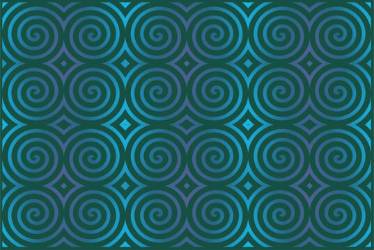 abstract vector geometric background with spirals in green gradient color © VladaKg03