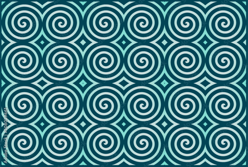 Wall mural abstract vector geometric background with spirals in green gradient color