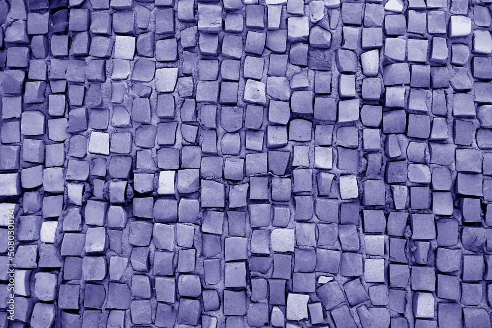 Wall mural color mosaic wall texture in blue color.