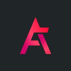 letter AF or FA logo with gradient purple red color