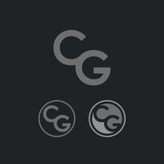 letter CG logo in circle shape with three variants