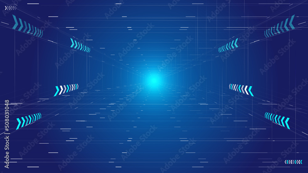 Poster vertically extending tunnel futuristic space science and technology background