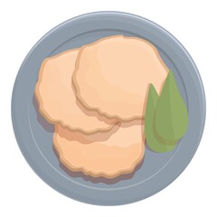 Foie gras plate icon cartoon vector. Food duck. Pate ham
