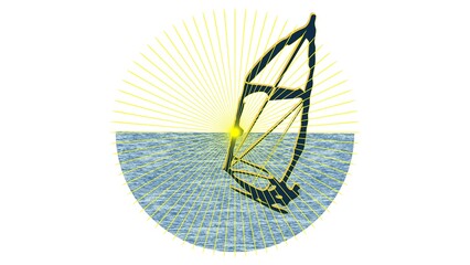 windsurfer silhouette illustration in sunset