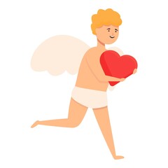 Running cupid icon cartoon vector. Love day. Romance gift