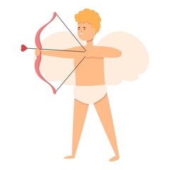 Pink cupid icon cartoon vector. Love day. Arrow baby