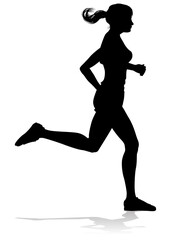 Fototapeta na wymiar Silhouette Runner Woman Sprinter or Jogger Person