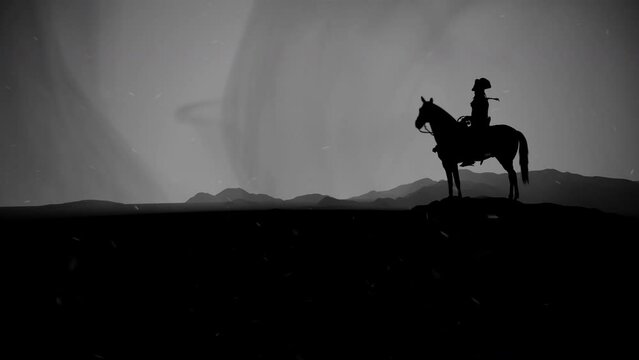 Napoleon Sits on a Horse in the Siberian Plains