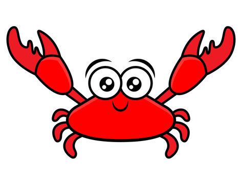 Cartoon illustration of Big Red Crab greeting with its claw, best for mascot, logo, sticker, and decoration with sea food themes for kids