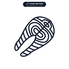 Salmon steak red fish icon symbol template for graphic and web design collection logo vector illustration