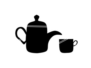 teapot and cup vector with simple design